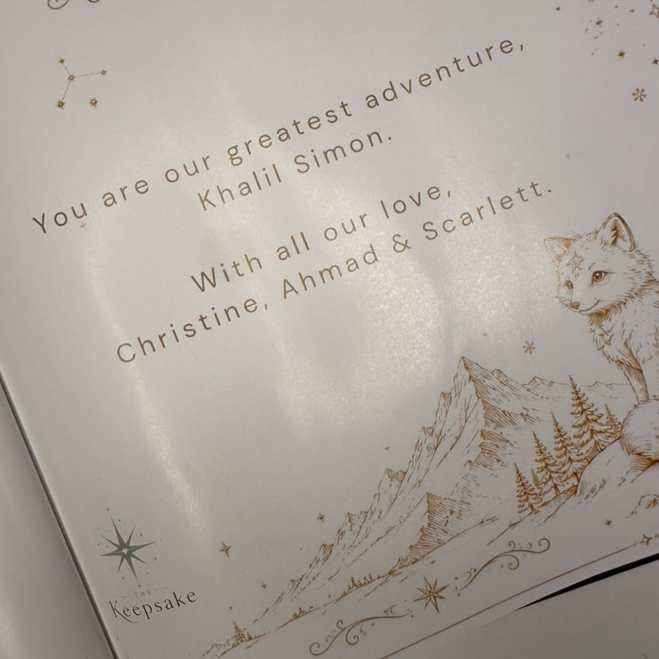 dedication for child inside the story illustration