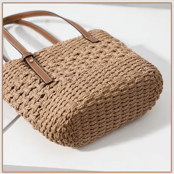Sienna Tote β Handwoven Straw Bag with Leather Straps - Choices