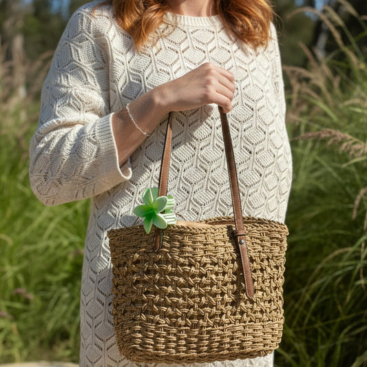 Sienna Tote – Handwoven Straw Bag with Leather Straps - Choices
